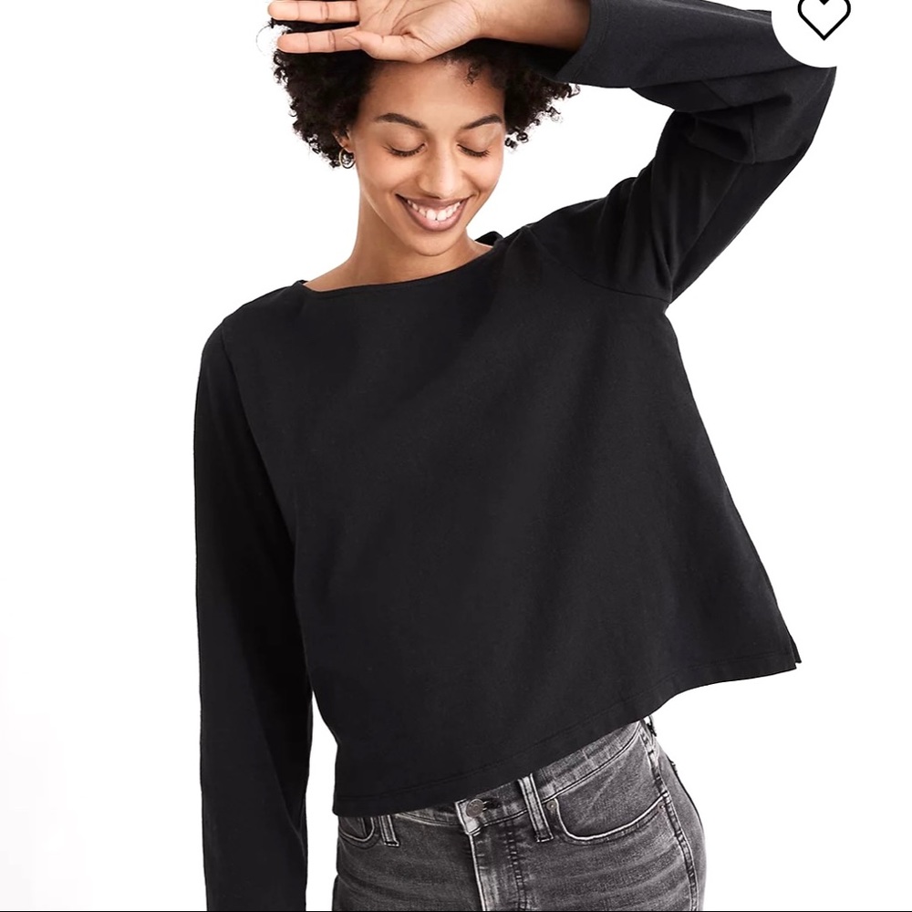 New Madewell Boatneck Tee Shirt Black XS - Picture 1 of 7